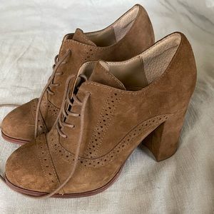 Brown suede heeled shoes- size 6.5